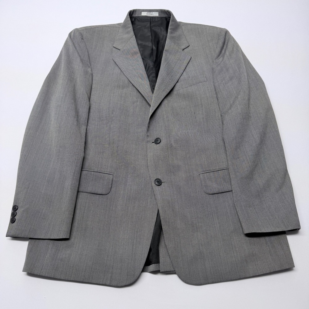 David Taylor Mens Gray Wool Blend Two Button Blazer Sport Coat Jacket 44R